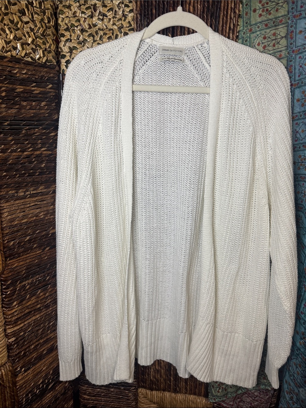 Urban Outfitters Off-White Open-Front Knit Cardigan